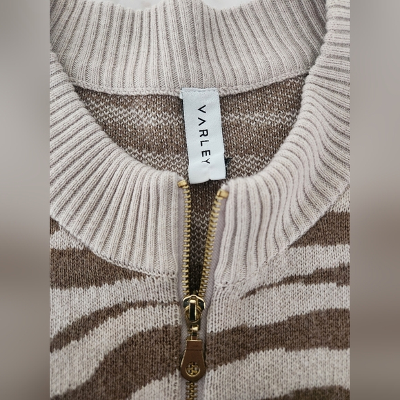 New‎ Varley Anthropologie zip up zebra striped cardigan sweater - Picture 11 of 16